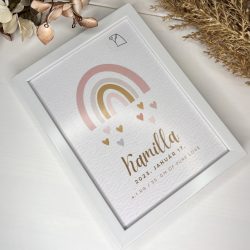 Szivárványos születési tábla képkeretben