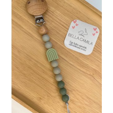 Bella Camila egyedi szilikon cumilánc  zöld szivárványos