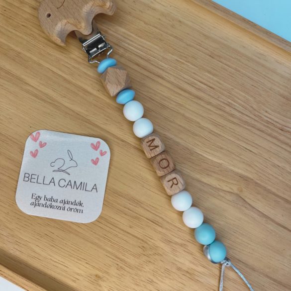 Bella Camila Personalized Silicone Pacifier or Teether Clip – Blue Tones