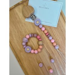 Lila virágos cumilánc és marokrágcsa szett