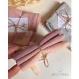 Bella Camila 3 darabos textilkendőcske csomag lila-barack színekben