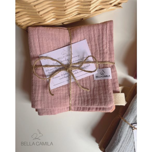 Bella Camila 3 darabos textilkendőcske csomag lila-barack színekben