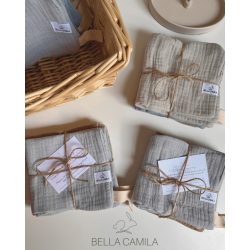   Bella Camila 3 darabos textilkendőcske csomag barna, zöld és kék színekben