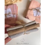 Bella Camila 3 darabos textilkendőcske csomag barna, zöld és kék színekben