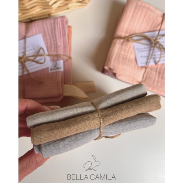 Bella Camila 3 darabos textilkendőcske csomag barna, zöld és kék színekben