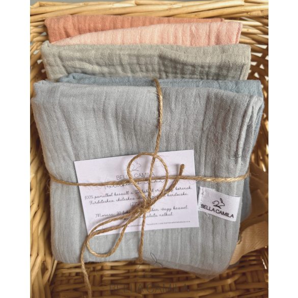 Bella Camila 3 darabos textilkendőcske csomag barna, zöld és kék színekben