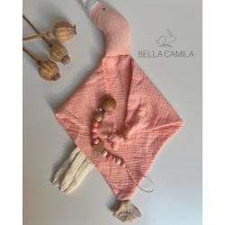   Bella Camila rózsaszín szundikendő hozzáillő cumilánccal