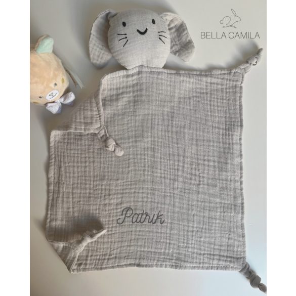 Névre szóló nyuszis szundikendő szürke