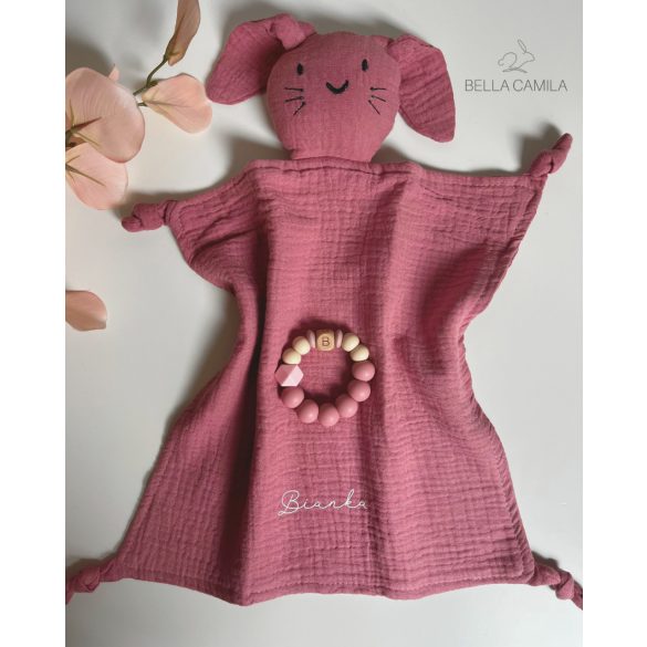 Névre szóló nyuszis szundikendő mályva