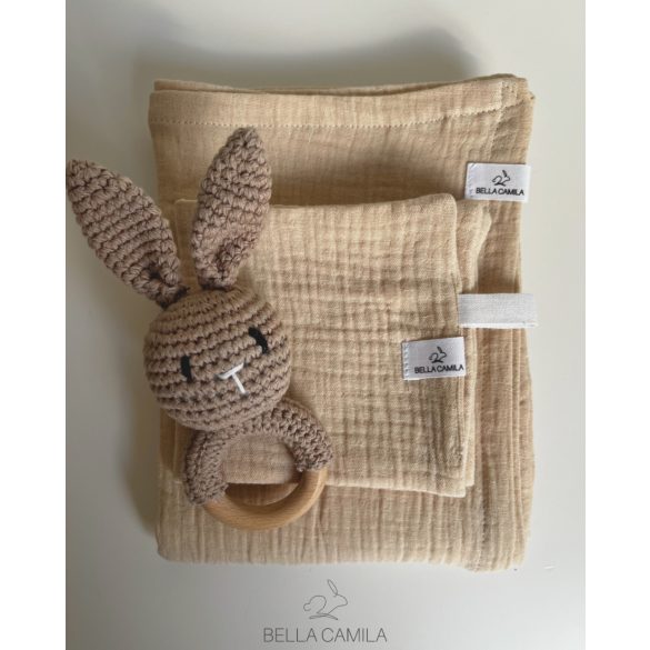 Bella Camila duplagéz textilkendő szett bézs