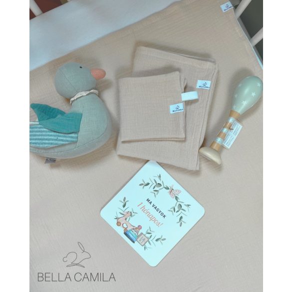 Bella Camila duplagéz textilkendő szett bézs