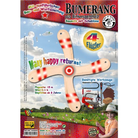 Bumeráng készítő, fa - 4 szárnyú Bumeráng készítő, fa - 4 szárnyú