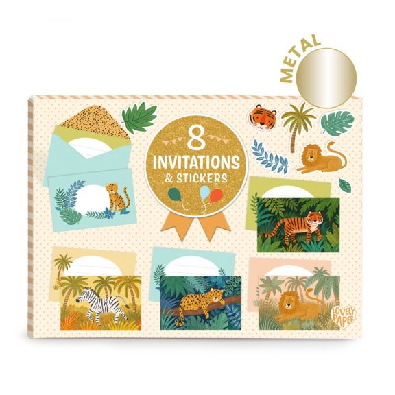 Meghívó készlet - Dzsungel parti - Jungle animals Meghívó készlet - Dzsungel parti - Jungle animals