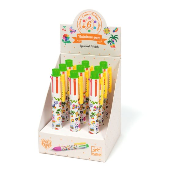 Hatszínű golyóstoll - Fluoreszkáló színek - Rainbow pen Sarah
