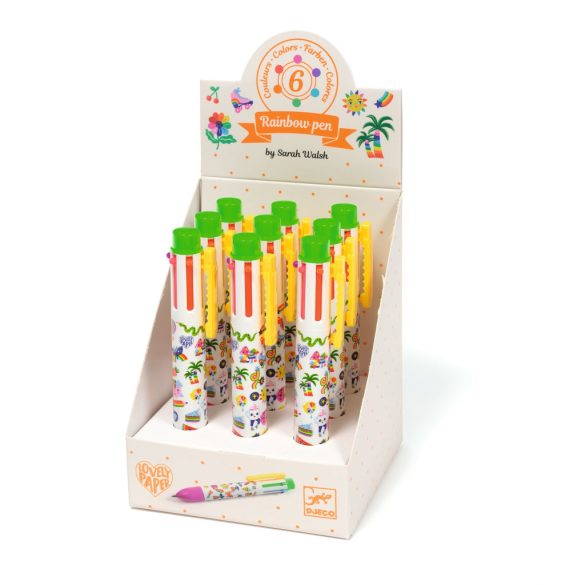 Djeco Hatszínű golyóstoll - Fluoreszkáló színek - Rainbow pen Sarah