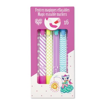   Mágikus filctolkészlet - 6 db radírozható filctoll - Magic erasable markers