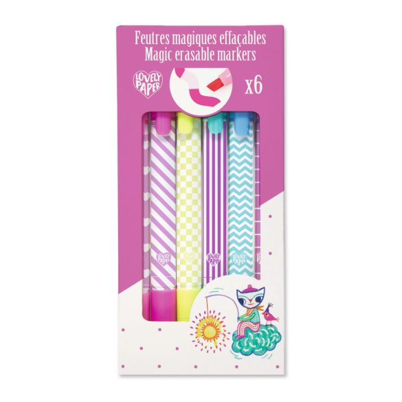 Djeco Mágikus filctolkészlet - 6 db radírozható filctoll - Magic erasable markers