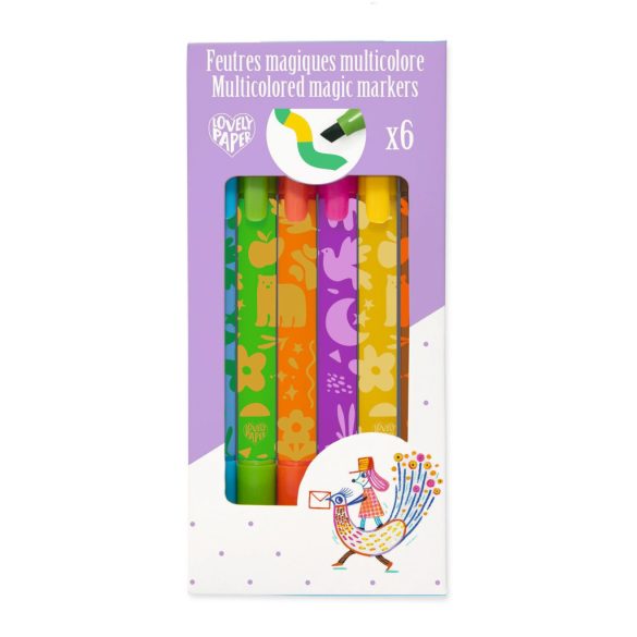 Djeco Mágikus filctolkészlet - 6 db színváltó filctoll - Multicolored magic markers