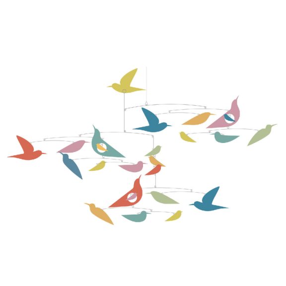 Szélmobil függődísz - Sokszínű Madarak - Mobile Katsumi-Multicolored birds