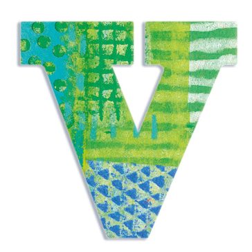 Dekorbetű - V - Peacock letter
