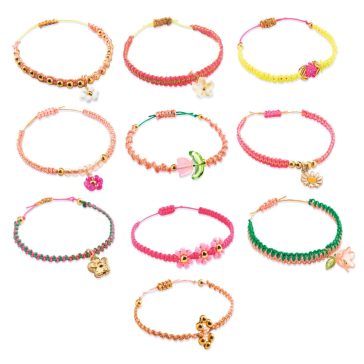   Djeco Ékszerkészítő készlet - Rózsaszín makramé karkötők - Pink macrame bracelets