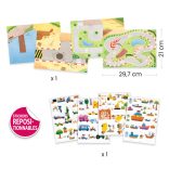 Djeco Matricázós sztorik, 3D - Közlekedés járművekkel - Lift-up stickers - Vehicles