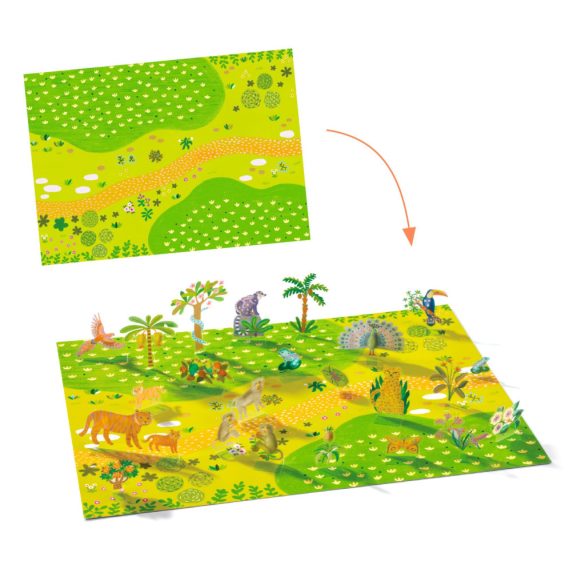 Djeco Matricázós sztorik, 3D - Állati élőhelyek - Lift-up stickers - Animals