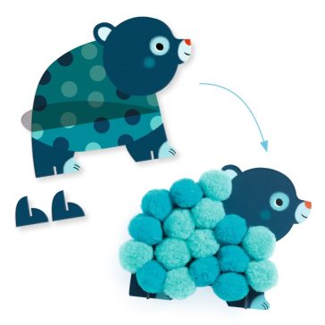   Djeco Pompom-kép készítés - Állatok és pomponok - Animals and Pom-pom Circles