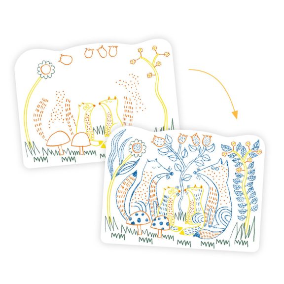 Meglepetés színező - Erdei állatok - Woodland families