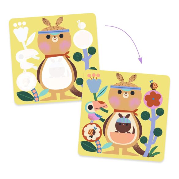 Djeco Vízzel színező készlet - Kukucs! Állatbébik a világ tájairól - Peekaboo! Baby animals around the world