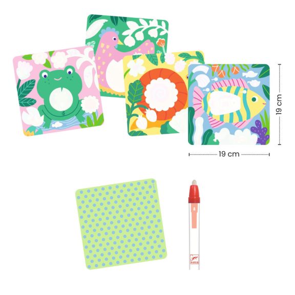 Djeco Vízzel színező készlet - Kukucs! Állatbébik a kertben - Peekaboo! Garden Baby Animals
