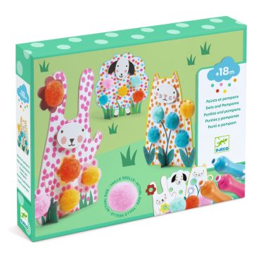   Djeco Képszínezés pöttyökkel és pompomokkal - Lenn a fűben - Dots and Pompoms – In the Grass