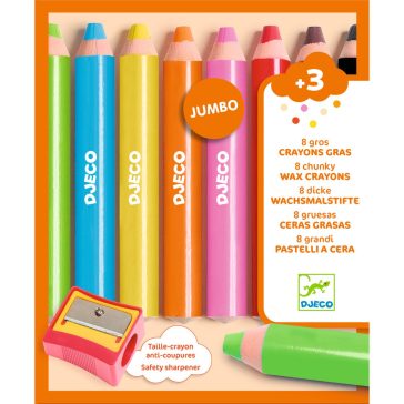   Djeco Kreatív eszközök - Vastag viaszceruza, 8 szín - 8 chunky wax crayons