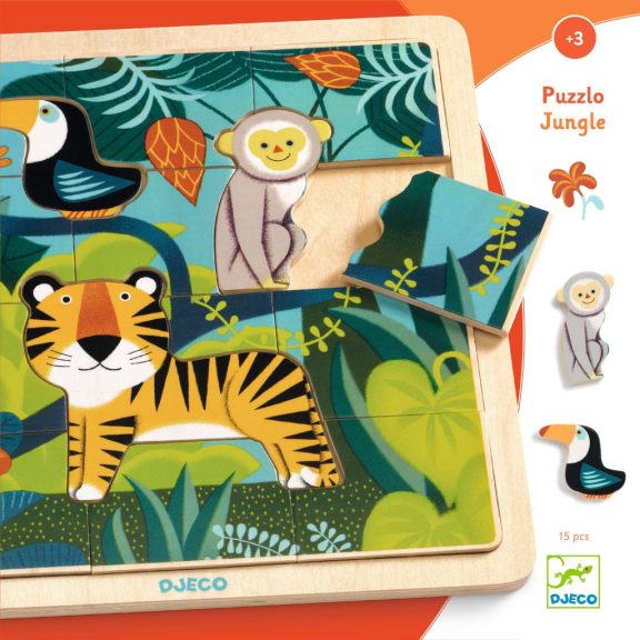 Fa puzzle - Dzsungel puzzle, 12+3 db-os - Puzzlo Jungle
