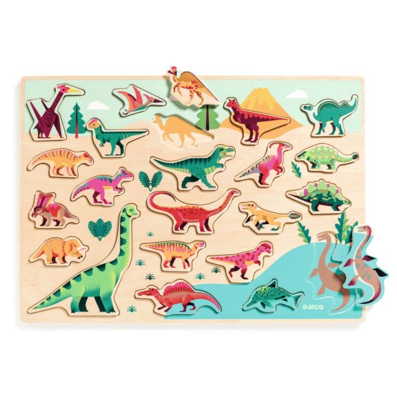 Formaillesztő, formaberakó - Színes dínók - Puzzlo Dino Formaillesztő, formaberakó - Színes dínók - Puzzlo Dino