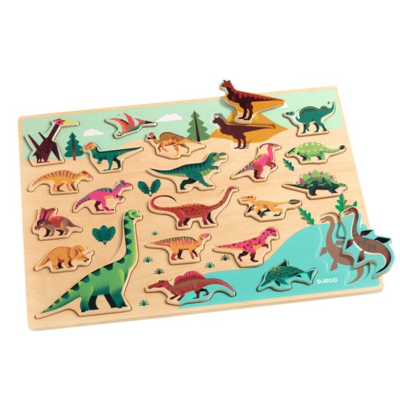 Formaillesztő, formaberakó - Színes dínók - Puzzlo Dino Formaillesztő, formaberakó - Színes dínók - Puzzlo Dino
