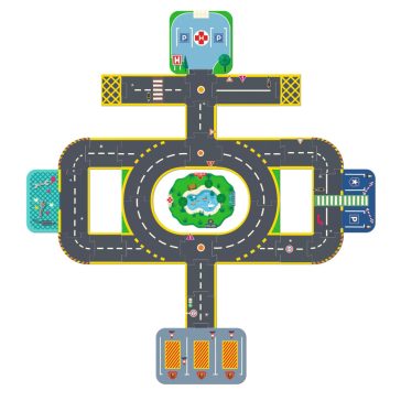   CRAZY MOTORS autópálya - Városi úthálózat épület elemekkel - Puzzl'Up City-Giant- 33 pcs