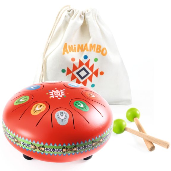 Djeco Játékhangszer - Rezgőnyelves acél dob, 8 hangú, piros - Red Metal Tongue Drum Djeco Játékhangszer - Rezgőnyelves acél dob, 8 hangú, piros - Red Metal Tongue Drum