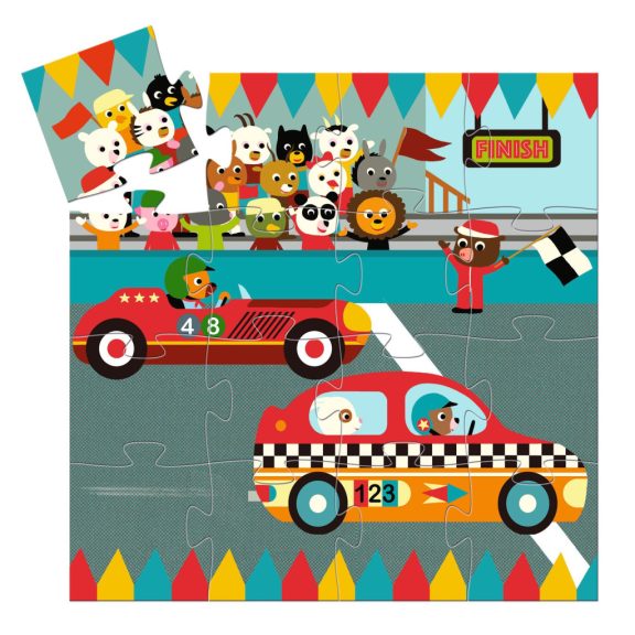 Formadobozos puzzle - Versenyautó, 16 db-os - The racing car 