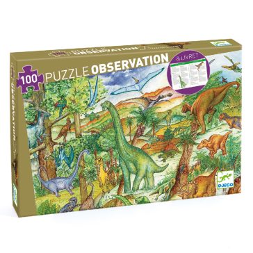   Megfigyeltető puzzle - Dinoszauruszok, 100 db-os - Dinosaurs + booklet