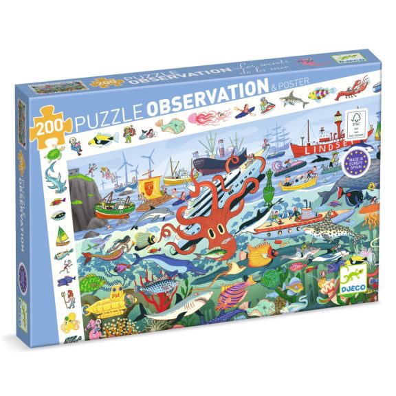 Djeco Megfigyeltető puzzle - Tenger titkai, 200 db-os - Secrets of the Sea Djeco Megfigyeltető puzzle - Tenger titkai, 200 db-os - Secrets of the Sea