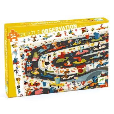   Megfigyeltető puzzle - Állati autóverseny, 54 db-os - Car rally