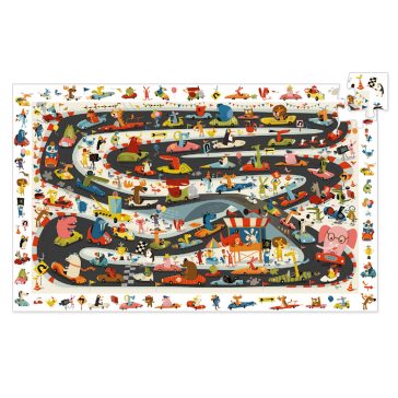   Megfigyeltető puzzle - Állati autóverseny, 54 db-os - Car rally