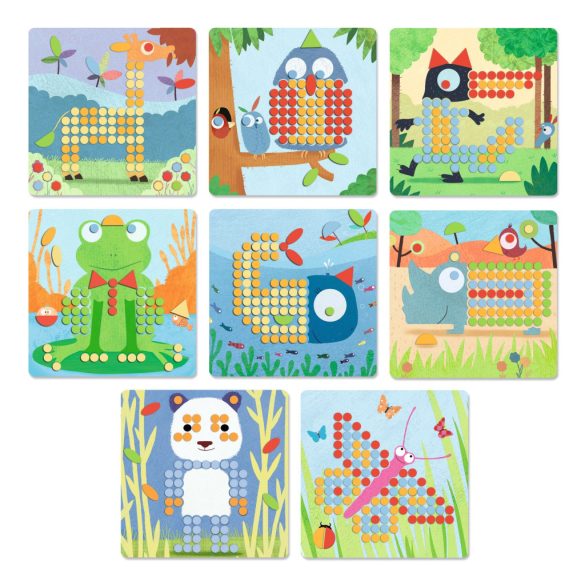 Djeco Pötyi mozaik - Vadállatok - Mosaico Rigolo