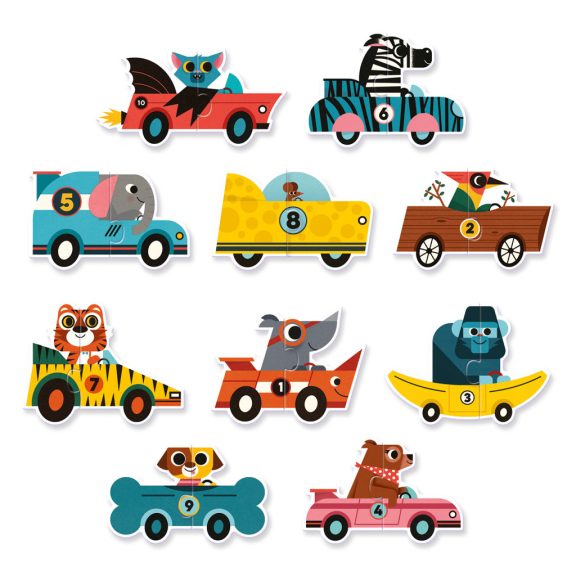 Djeco Párosító puzzle - Autós - Racing cars