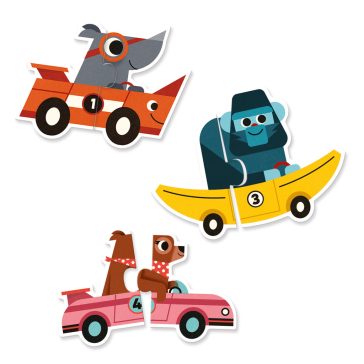 Djeco Párosító puzzle - Autós - Racing cars