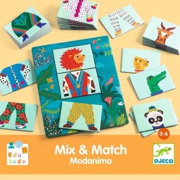   Fejlesztő játék - Állatdivat, 54 db-os - Eduludo Mix and Match Modanimo