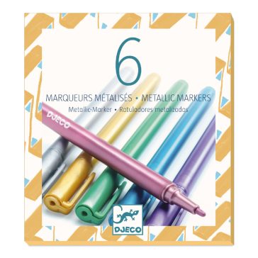   Filctoll készlet - 6 fémfesték filctoll - 6 metalic markers