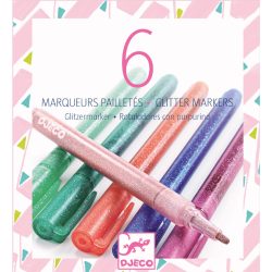   Djeco Filctoll készlet - Csillám fílctoll 6 színben - 6 glitter markers - sweet