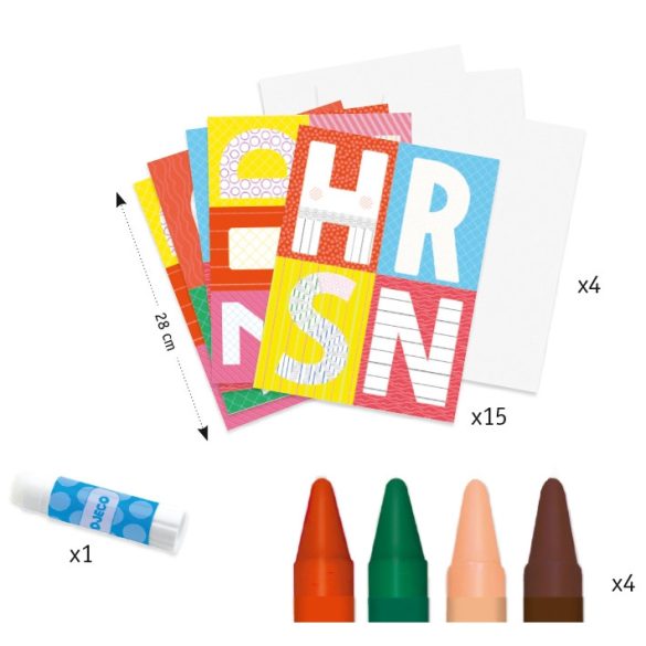 Djeco Kreatív készlet - Kiszínezett vicces ABC nagybetűim - A world to create, letters